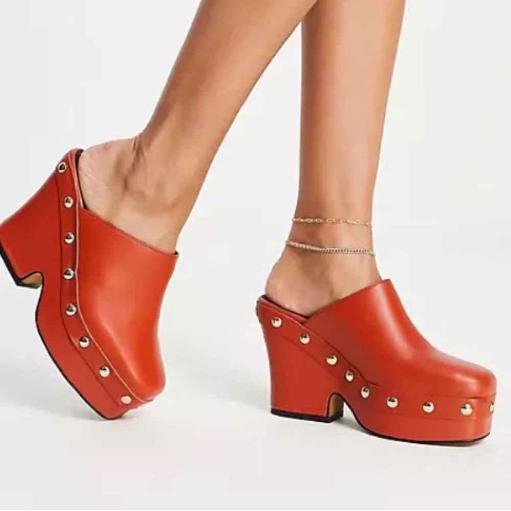 Topshop Leather Rowan Clog Mules